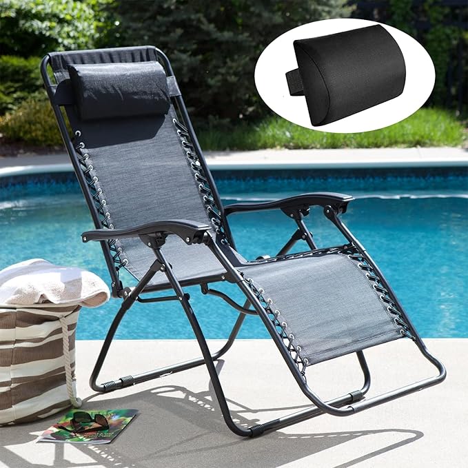 Ostlttyn Zero Gravity Chair Pillow Replacement, Black, 14.3x6.7x2.3 inches, Foam Fill, Modern Style, Head Support, Comfortable & Durable, Breathable Fabric, Removable Cover