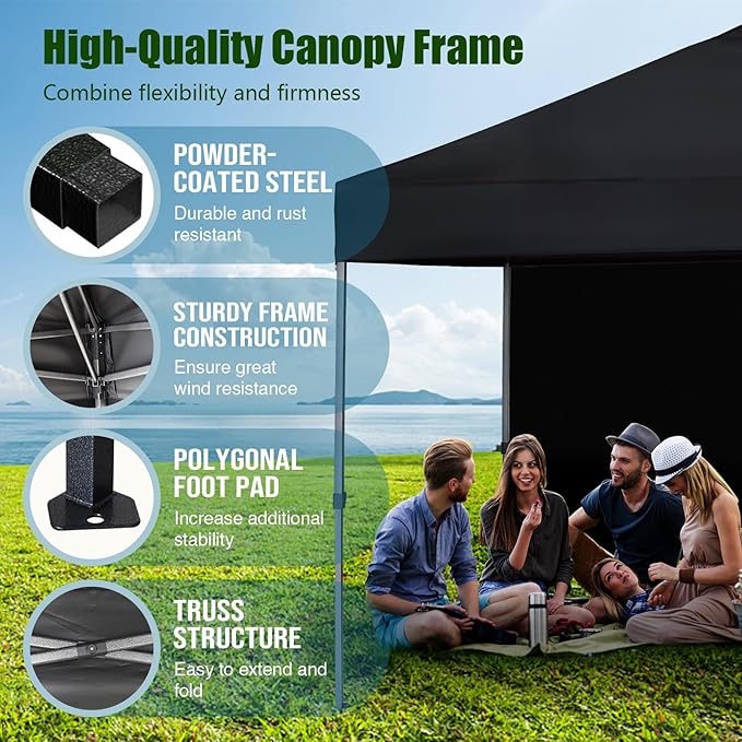 Eurmax USA NOMATTER ONE-Person Open&Close 10x10ft Pop Up Canopy Tent,Portable Shelter Canopy for Outdoor Events with 1 Removable Sidewall,Instant Canopies,Temporary Sunshade,Bonus 4 Sand Bags(White)