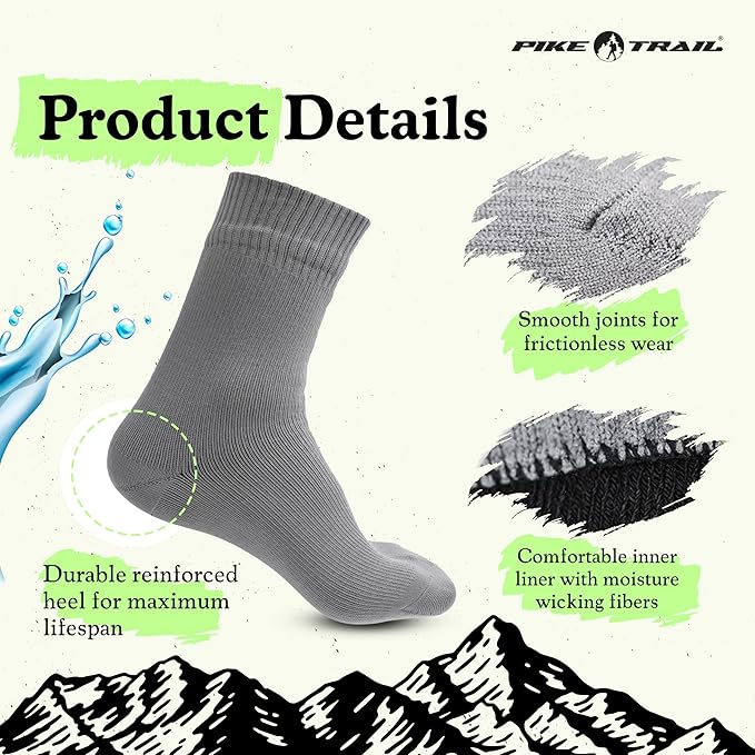 Pike Trail - Breathable, Waterproof Socks Ideal Hiking, Trekking, Wading, Fishing and Camping Essentials