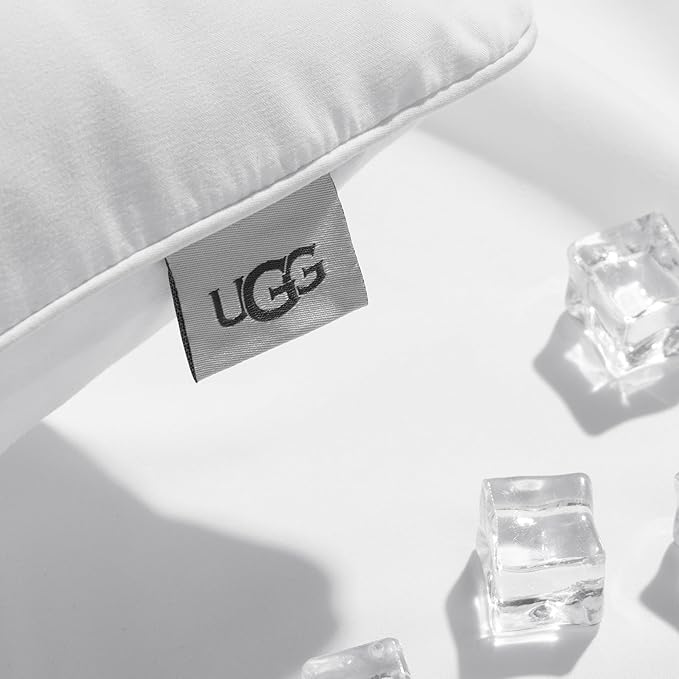 UGG Cooling Pillow Standard Size Luxury Hotel Style for Stomach, Back or Side Sleepers with Washable Cover Hypoallergenic Down Alternative for King Beds, 20-inch x 36-inch, White