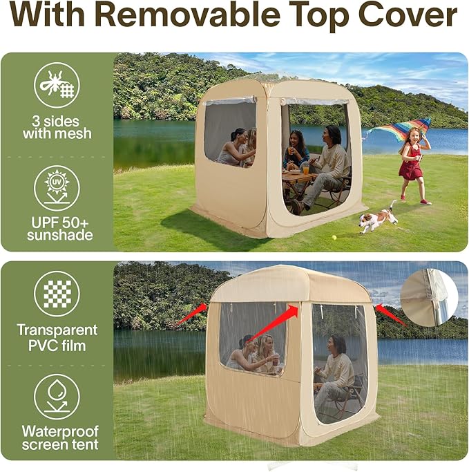 Alvantor Screen House Gazebo, 6-10-15 Person Pop Up Igloo Screened Canopy Tent with Mosquito Netting Sides, Instant UV Resistant Sun Shelter for Garden, Patio, Backyard