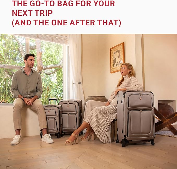 SwissGear Sion Softside Expandable Luggage, Teal, Checked-Large 29-Inch