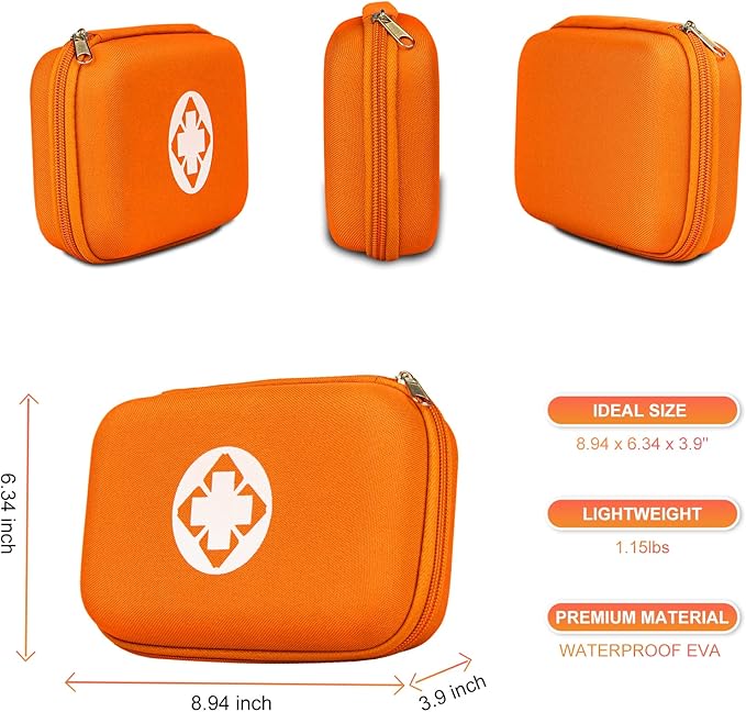 276PCS Mini Car First Aid Kit Travel Size for Business Trips, Compact First Aid Emergencies Kit Supplies for Rv Hiking Rode Trips Home Essentials, Orange AMORNING