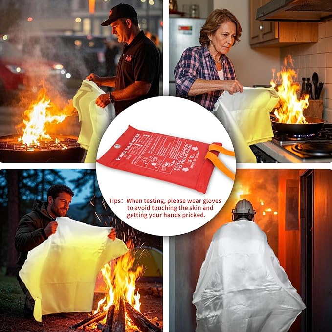 Home Emergency Fire Blankets, (39.3 * 39.3”) 1PACK Fire Blanket for Kitchen, Fireproof Fiberglass Fire Safety Blanket.