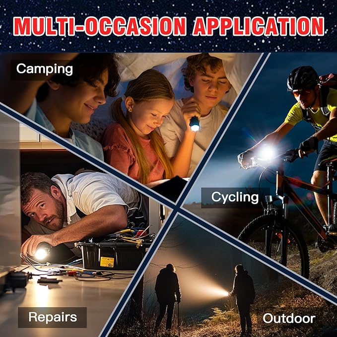 HAUSBELL LED A100 Flashlight Bright, Zoomable Tactical Flashlights Flash Light with High Lumens and Five Modes for Emergency and Outdoor Use Camping Accessories, 4 Pack