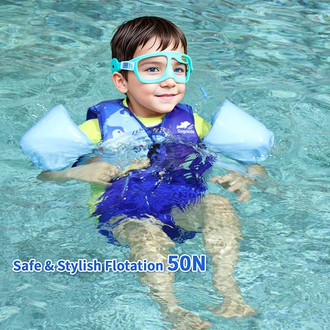 Gogokids Toddler Swim Vest, Kids Floaties for 20-50 lbs Girls & Boys, Buoyancy Jacket Swimming Aid with Water Wings for 2-6 Years, Pool/Beach