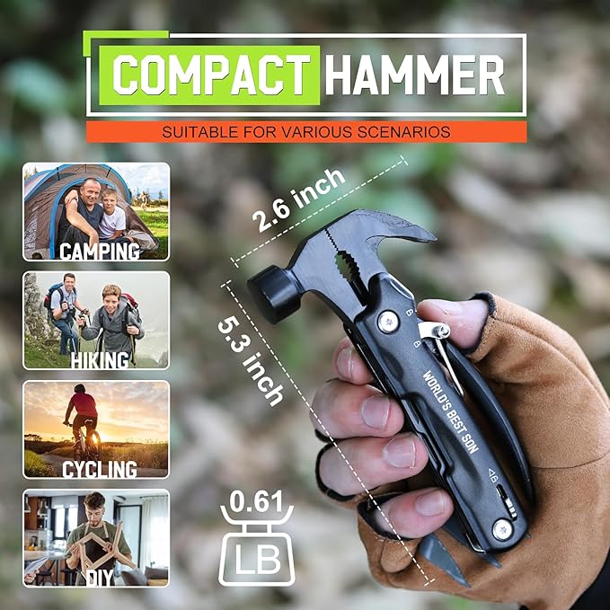 Gifts for Son - Son Gifts from Mom, Dad, Christmas Gift - Sons in Law Gift, Fathers Day Birthday Presents for Sons - Graduation Presents, Multitool Hammer