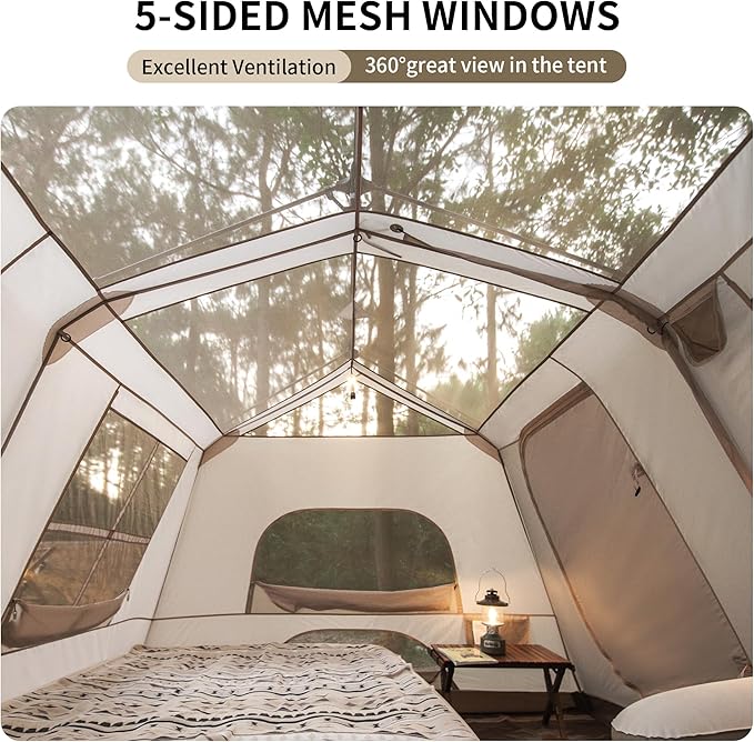 Naturehike Village Instant Tent, 4 Person 8 Person Camping Tent with Full Rainfly, Waterproof Large Cabin Tents for Car Camping