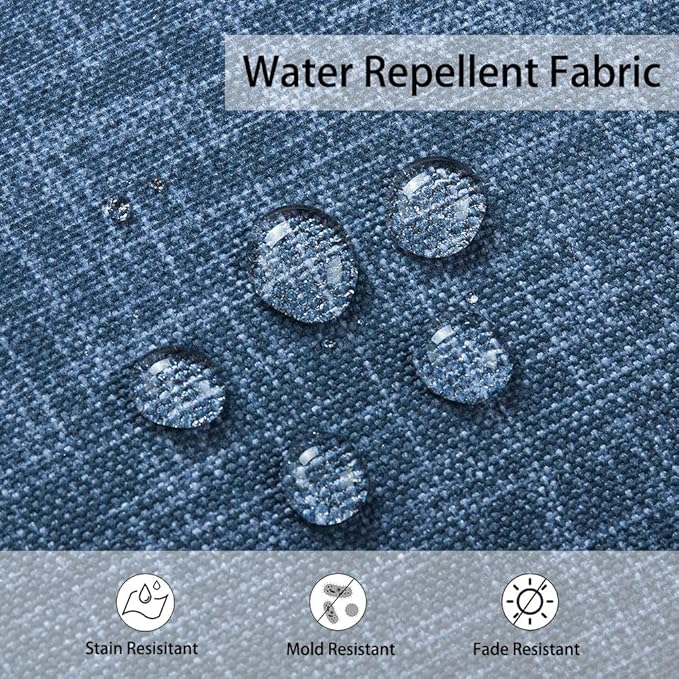 Magpie Fabrics Pack of 2 Outdoor Lumbar Pillow Case Covers 12"x20", Waterproof Rectangular Throw Pillowcase Shell Decorative Sham for Patio Garden Couch - Navy Blue Textured