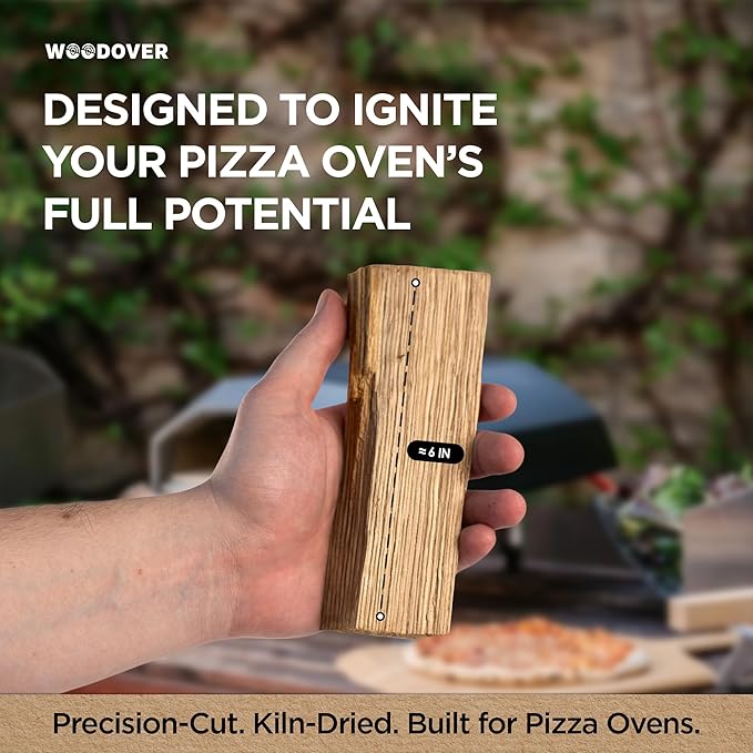 Pizza Oven Wood with Fire Starters, 12 lbs Kiln-Dried White Oak Logs (6 Inch) for Ooni, Solo Stove, Gozney – Low Smoke, Clean Split Firewood for Outdoor Cooking & Wood-Fired Pizza, Approx 800 cub.in.