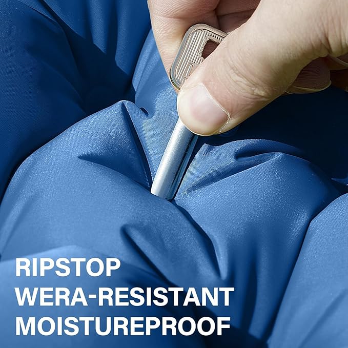 Camping Sleeping Pad, Ultralight Camping Mat with Pillow, Built-in Foot Pump Inflatable Sleeping Pads Compact for Camping Backpacking Hiking Traveling Tent,Double, Blue.