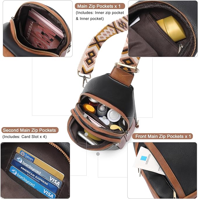 CLUCI Crossbody Bags for Women Men,Leather Sling Bag Cross Body Backpack for Woman Gifts for Women Birthday Unique