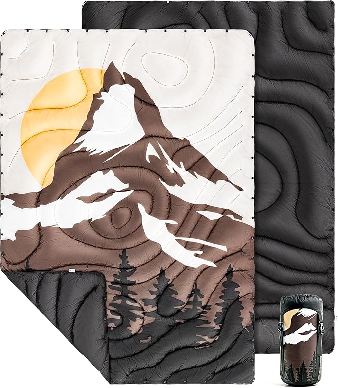 ONETIGRIS Camping Blanket,Wearable Outdoor Quilt with Recycled Thermal Insulation, Convertible to Sleeping Bag, Lightweight & Portable Travel Blanket for Camping &Hiking