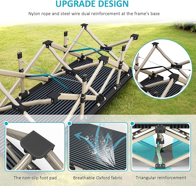 ATORPOK Oversized Camping Cot for Adults, Extra Wide 31.5'' Folding Bed with Carry Bag, Lightweight 500lbs Support, Portable Sleeping Cot for Home, Office, Camping