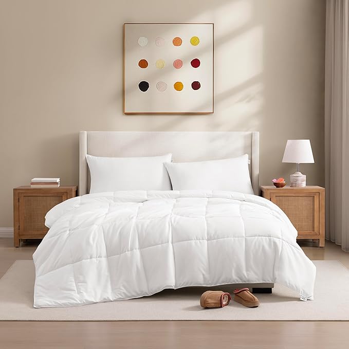 UGG Cooling Pillow Standard Size Luxury Hotel Style for Stomach, Back or Side Sleepers with Washable Cover Hypoallergenic Down Alternative for King Beds, 20-inch x 36-inch, White