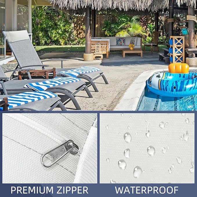 Chaise Lounge Head Pillow, 2 Pack Outdoor Lounge Chair Pillows with Adjustable Strap Longue Head Pillow Headrest Pillows for Patio Backyard Beach Pool Garden Recliner(Beige)