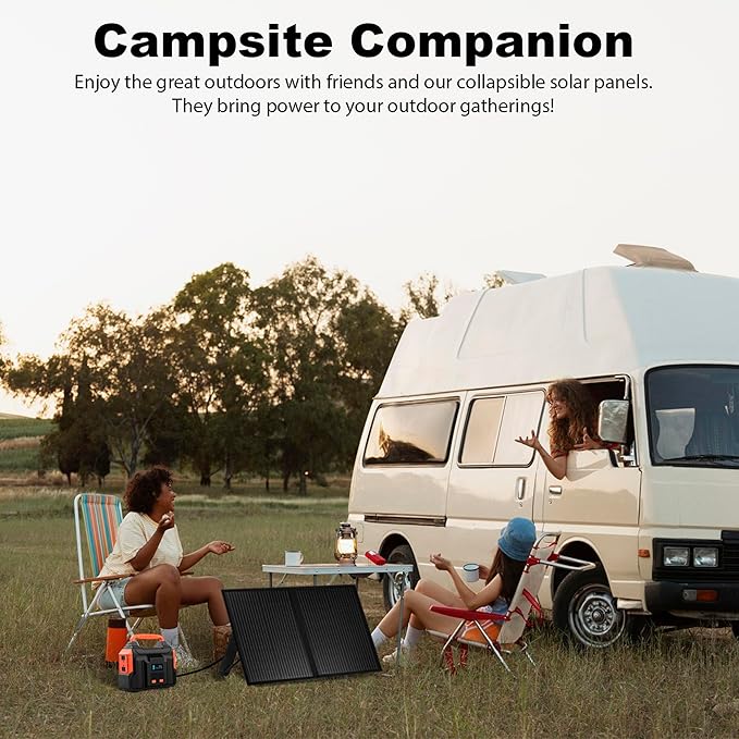 Portable 60 Watt 12V Foldable Solar Panel with Adjustable Kickstands and Waterproof IP65 Design for Power Station, Travel, Outdoor Camping, RVs, and Off-Grid Applications