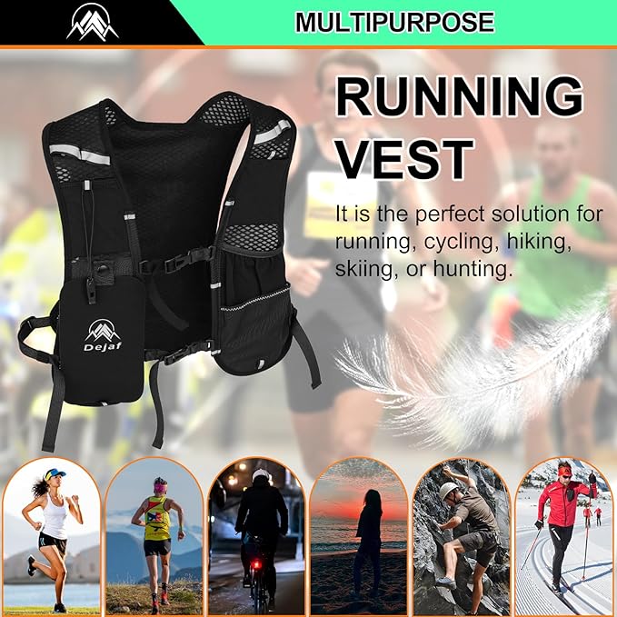 Running Vest for Women Men, Lightweight (194g/8 Bags) Hydration Backpack Phone Holder Vest for Hiking Trail Cycling Race Marathon Running Essentials