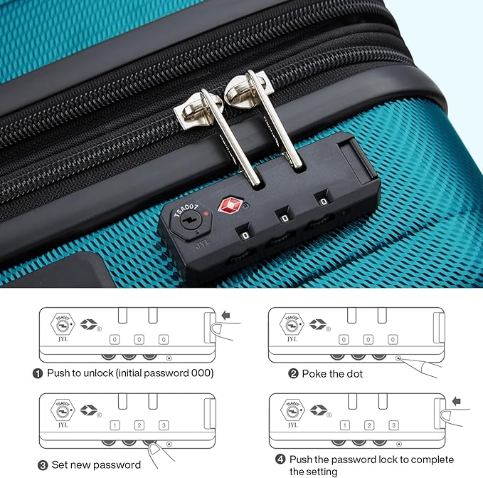 Hanke Expandable Hardshell Luggage Sets 3 piece Carry On Luggage with Wheels Suitcases Lightweight Checked Tsa Luggage Rolling Large Suitcase Travel Luggage Bag Woman Men 20/24/29 Inch(Caribbean Blue)