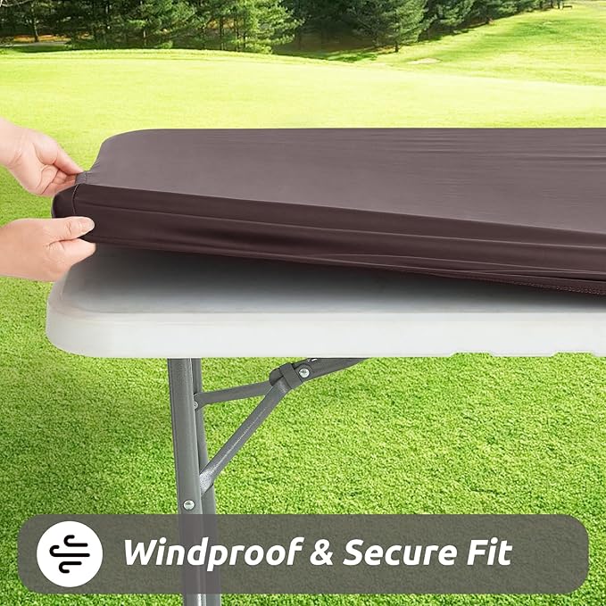 LURKA Rectangle PU Leather Table Cover/Tablecloth with Elastic Fitted Edge – Waterproof, Oil-Proof, Scratch-Resistant, Wipeable Protector for Dining, Kitchen, Outdoor Picnic, Party (Coffee, 4FT)