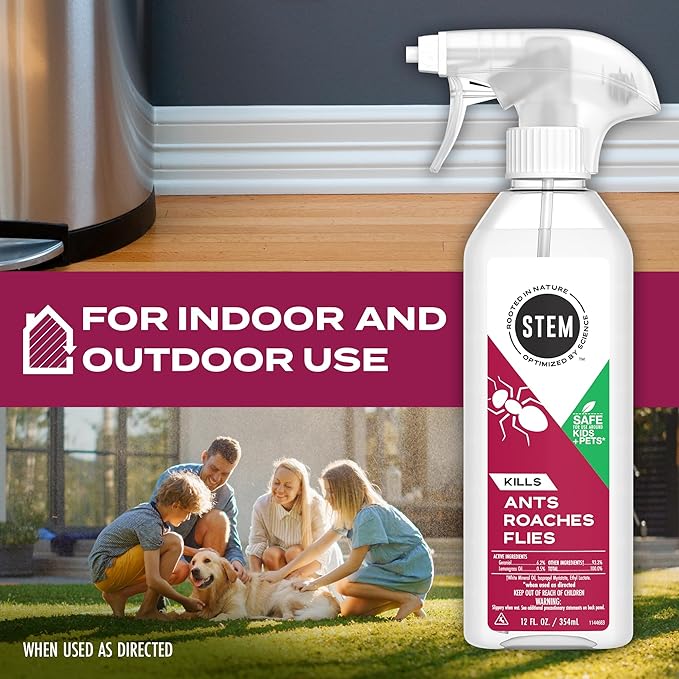 STEM Kills Ants, Roaches And Flies: Plant-Based Active Ingredient Bug Spray, Botanical Insecticide For Indoor And Outdoor Use; 12 fl oz (Pack Of 1)