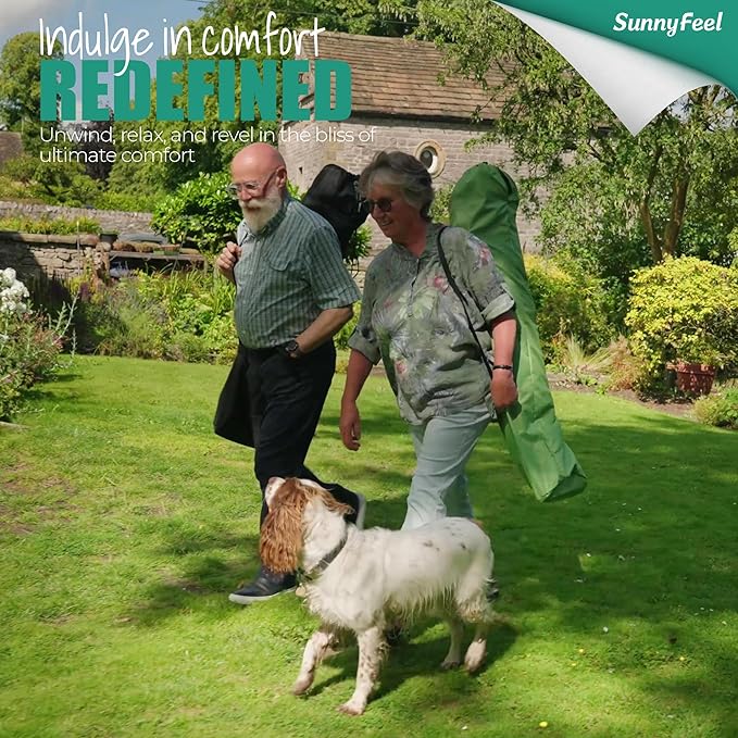 SUNNYFEEL Rocking Camping Chair, Luxury Padded Recliner, Oversized Folding Lawn Chair with Pocket, Heavy Duty for Outdoor/Picnic/Lounge/Patio, Portable Camp Rocker Chairs with Carry Bag