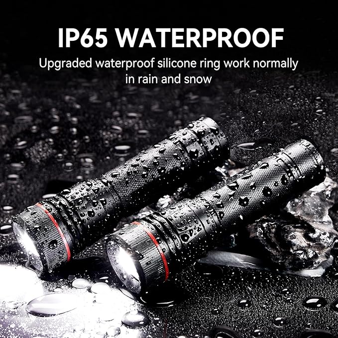 WdtPro Rechargeable Flashlights High Lumens, 2 Pack 10H Long Lasting Super Bright EDC Flashlight, LED Mini Tactical Flash Lights for Camping Emergency, Drop & Water Resistant (Battery Included)
