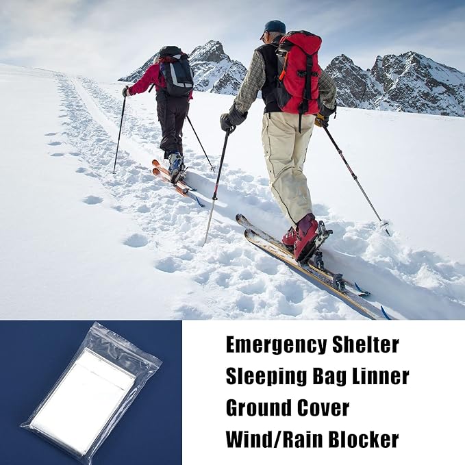 100 Pack 2 Size Silver Mylar Thermal Survival Blankets for Outdoors Camping Hiking First Aid Adult Kid