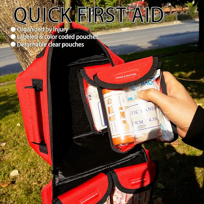 Premium 418-Piece First Aid Kits for Home, Car, Boat, Hiking & Outdoor Emergencies, Tear-Resistant Survival Kits for Business, Vehicle & School, All-in-One Waterproof Emergency Urgent Care Kit
