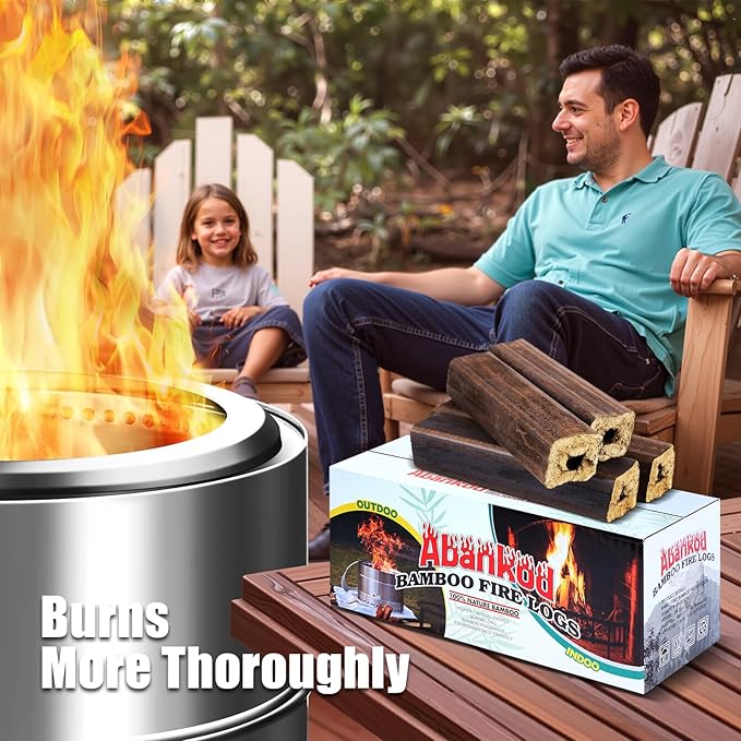 Fire Logs Fireplace Logs - Compressed Natural Bamboo Logs Fires tarter Bamboo Fire Log for Campfire, Fireplace, Wood Stove, Fire Pit, Indoor & Outdoor Pack of 4/2-Hour Burn