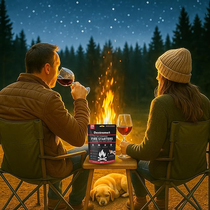 Dextreme Quick Instant Fire Starter - Waterproof All-Purpose Indoor & Outdoor Firestarter, for Charcoal Starter, Campfire, Fireplace, BBQ, Survival and Wood Stove (20 Pcs Bag)