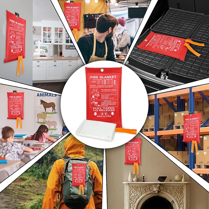 Home Emergency Fire Blankets, (39.3 * 39.3”) 1PACK Fire Blanket for Kitchen, Fireproof Fiberglass Fire Safety Blanket.