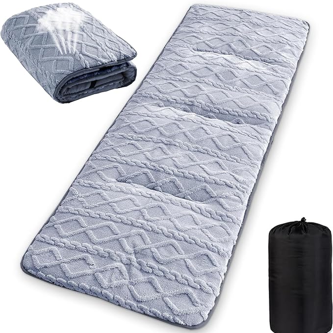 Camping Cot Mattress - Thick Camping Sleeping Pad with Elastic Straps,Portable Cot Mattress Pad for Sleeping Outdoor (75" x 28")