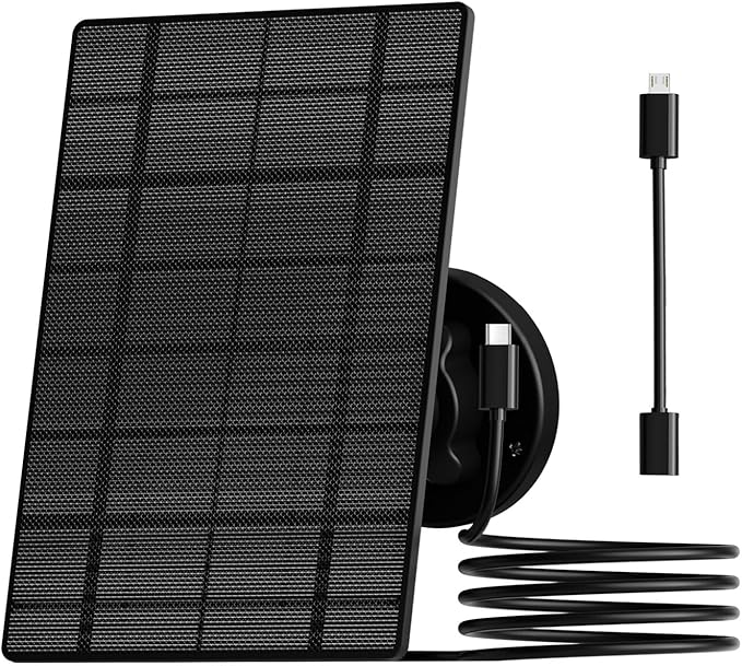 ZUMIMALL 3W Solar Panel for Outdoor Camera Wireless Camera,X2/X1/F5, IP66 Waterproof Solar Panel with 10Ft Type C Charge Cable, Power Supply for Security Camera（Type C Port）