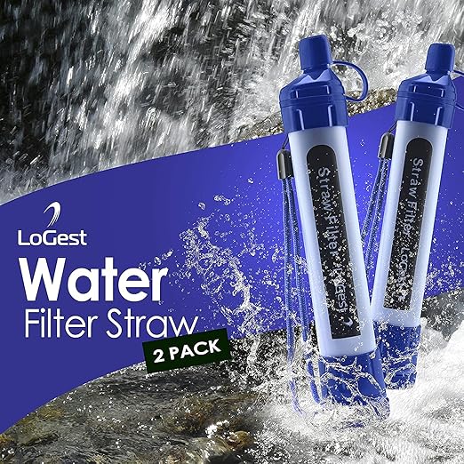 Logest 6 Pack Water Filter Straw - Portable, Compact, Multipurpose Water Purification Device for Outdoor Activities, Emergency Kits, Camping, Travel