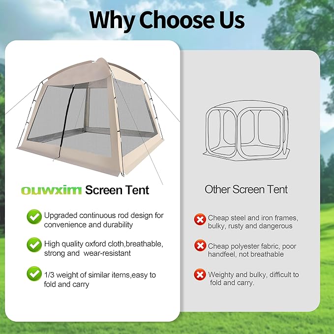 12' X 12' Screen House Room - Camping Screen Tent 8-10 Person&Instant UV Resistant Sun Shelter,Easy to Set up&Mosquito net Tent&Waterproof,Suitable for Family Camping Trip,Backyard,Picnic