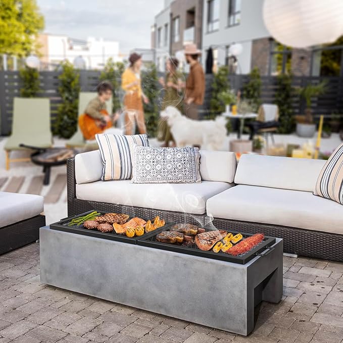 only fire Foldable X-Marks Fire Pit Cooking Grate, Portable Rectangle Campfire Grill Grate with Handles, Heavy Duty Steel Campfire BBQ Grill for Outdoor, 44 inch