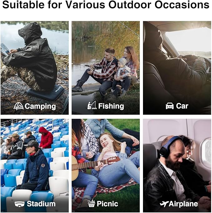 ONETIGRIS Inflatable Seat Cushion - Lightweight & Waterproof Inflatable Camping Seat Cushion Travel Cushion Stadium Seat Office Chair Car Pad