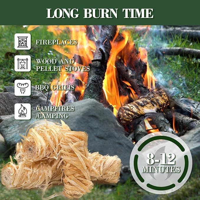 110PCS Fire Starters for Campfires Grill BBQ Camping Fireplace Fire Pit,Quick Light Wood Charcoal Fire Starter, Waterproof-Natural Fire Starters Camping fire Starter Charcoal Starters