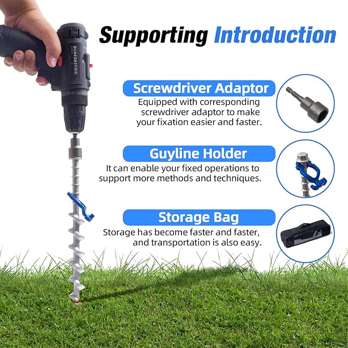 Homeon Wheels 12 Pcs Camping Ground Anchors Aluminum Screw Heavy Duty Metal Non-Rust Cast Tent Anchors for Securing Animals, Tent, Canopies, Sheds, Swing Sets, Car Ports, Trampoline