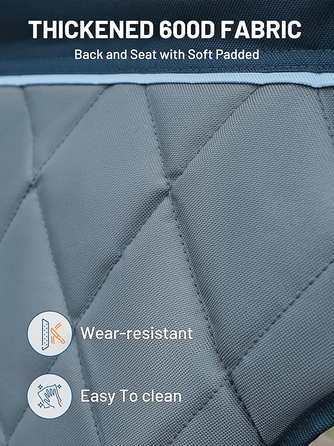 TIMBER RIDGE Double Camping Chair Portable Loveseat, Heavy Duty Folding Camp Couch 2 Person Director Chairs with Cup Holder for Outdoor Lawn Tailgates Picnic Sports Soccer Games Supports 600 lbs Blue