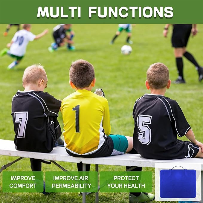 Multi-Functional Stadium Seat Cushions 2 Pack, Waterproof Oxford Filled with High Resilence Sponge, for Any Outdoor Events Use (Blue)