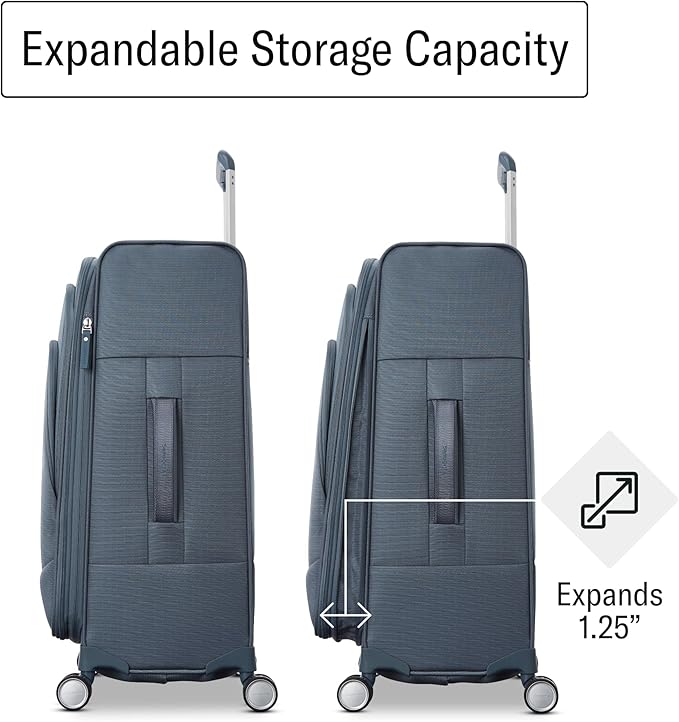 Samsonite UpLIFT Lightweight Softside Carry-On Luggage with Spinner Wheels - Expandable - Airline-Approved, Polyester Soft Suitcase for Ultra Light Travel - Elemental Blue