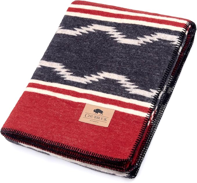 Chubbuck 100% Wool Blanket Camping (60" x 84") - Large Warm Blanket for Camping, Emergency, Outdoor Concerts and Home Use - Reversible, Fire Retardant, Soft and Warm Blankets for Winter (Navigator)