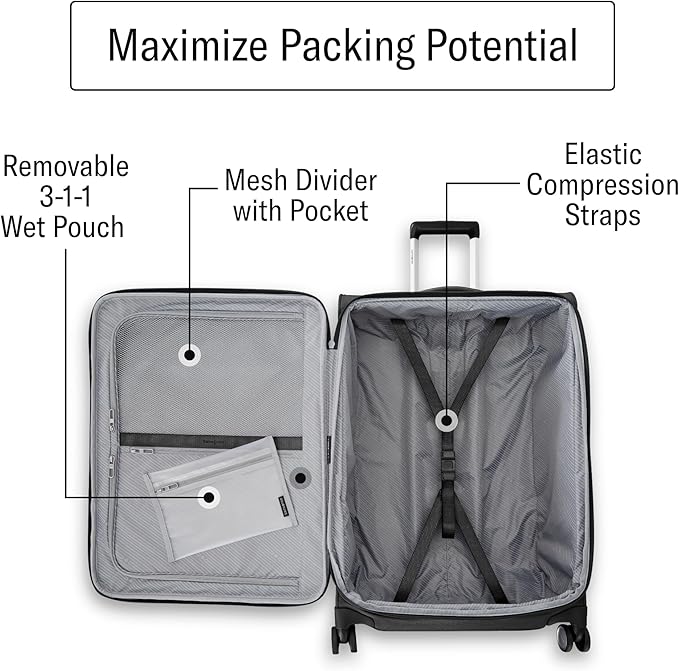 Samsonite UpLIFT Lightweight Medium Checked Softside Luggage with Spinner Wheels - Expandable - Airline-Approved, Polyester Soft Suitcase for Ultra Light Travel - Black
