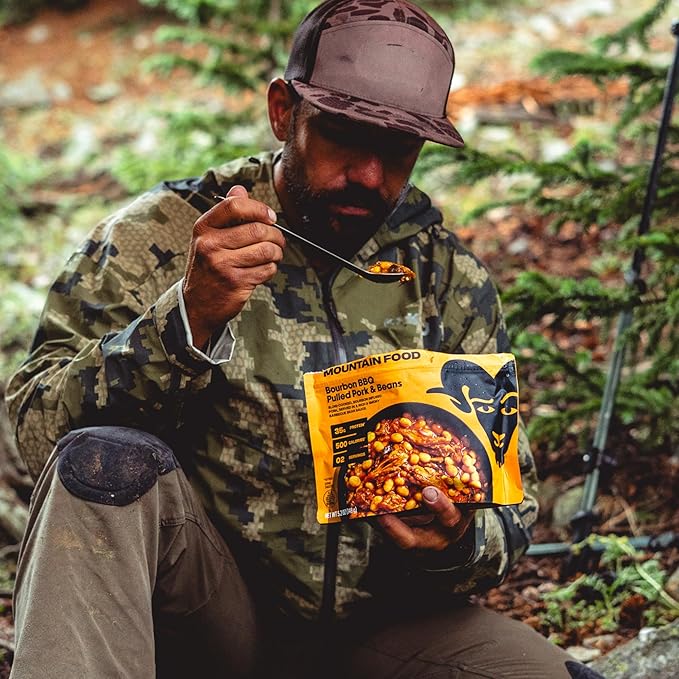 BIGHORN Mountain Food Bourbon BBQ Pulled Pork and Beans - premium freeze dried meals for backpacking food - dehydrated camping food for backpacking meals - 2 Serving