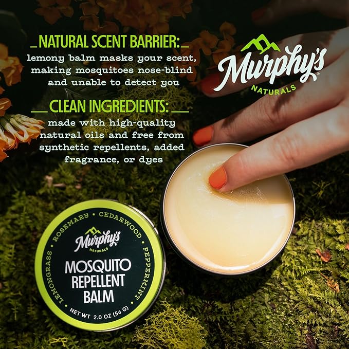 Murphy's Naturals Mosquito Repellent Balm for Outdoor Patio, Hiking, Camping, Plant-Based with Cedarwood, Lemongrass & Rosemary, DEET-Free, 0.75 oz