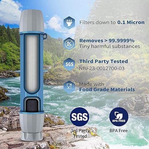 2 Pack Water Filter Straw for Drinking Survival, Personal Straws for Purifying Water, Water Purification Straw Water Purifier Survival Gear and Supplies for Hiking, Camping, Travel, and Emergency