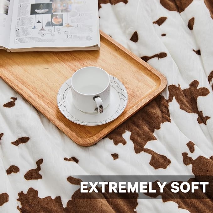 Cow Print Heated Electric Blanket Twin Size,62X84 Brown Heating Blanket with 10 Heats Levels & 8 Hours Auto Off,Highland Cow Fleece Sherpa Blankets Warmer Gifts for Women Adults Couch,Washable,ETL