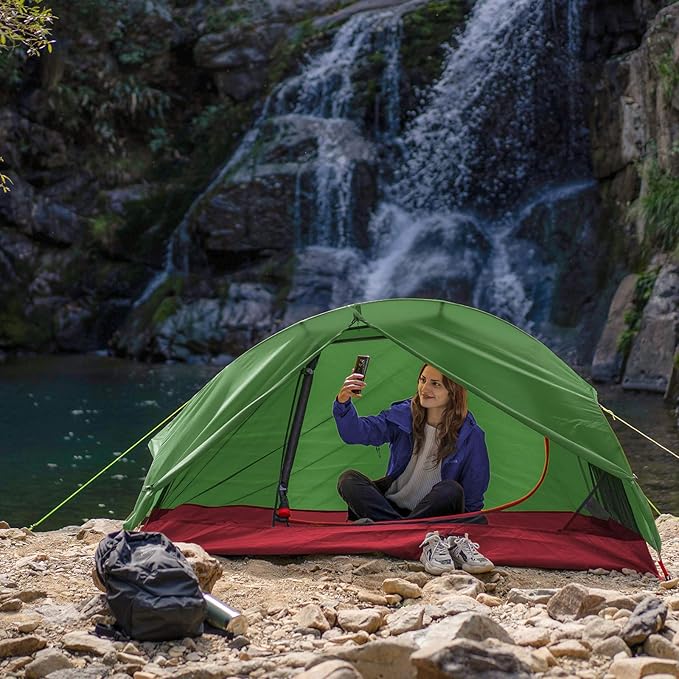 KAZOO Waterproof Backpacking Tent Ultralight 1/2 Person Lightweight Camping Tents 1/2 People Hiking Tents Aluminum Frame Double Layer